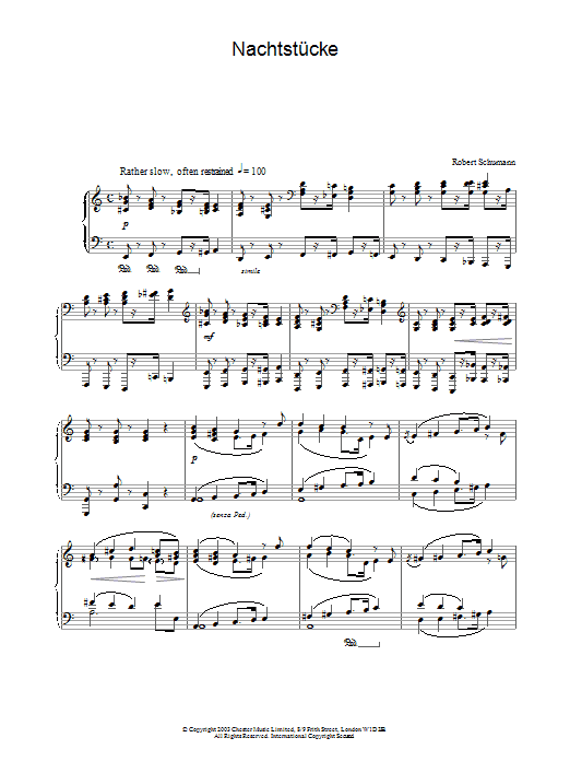Learn to play Robert Schumann Nachtstücke sheet music for Piano in minutes. Robert Schumann Nachtstücke sheet music preview music notes and score for Piano including 6 page(s)