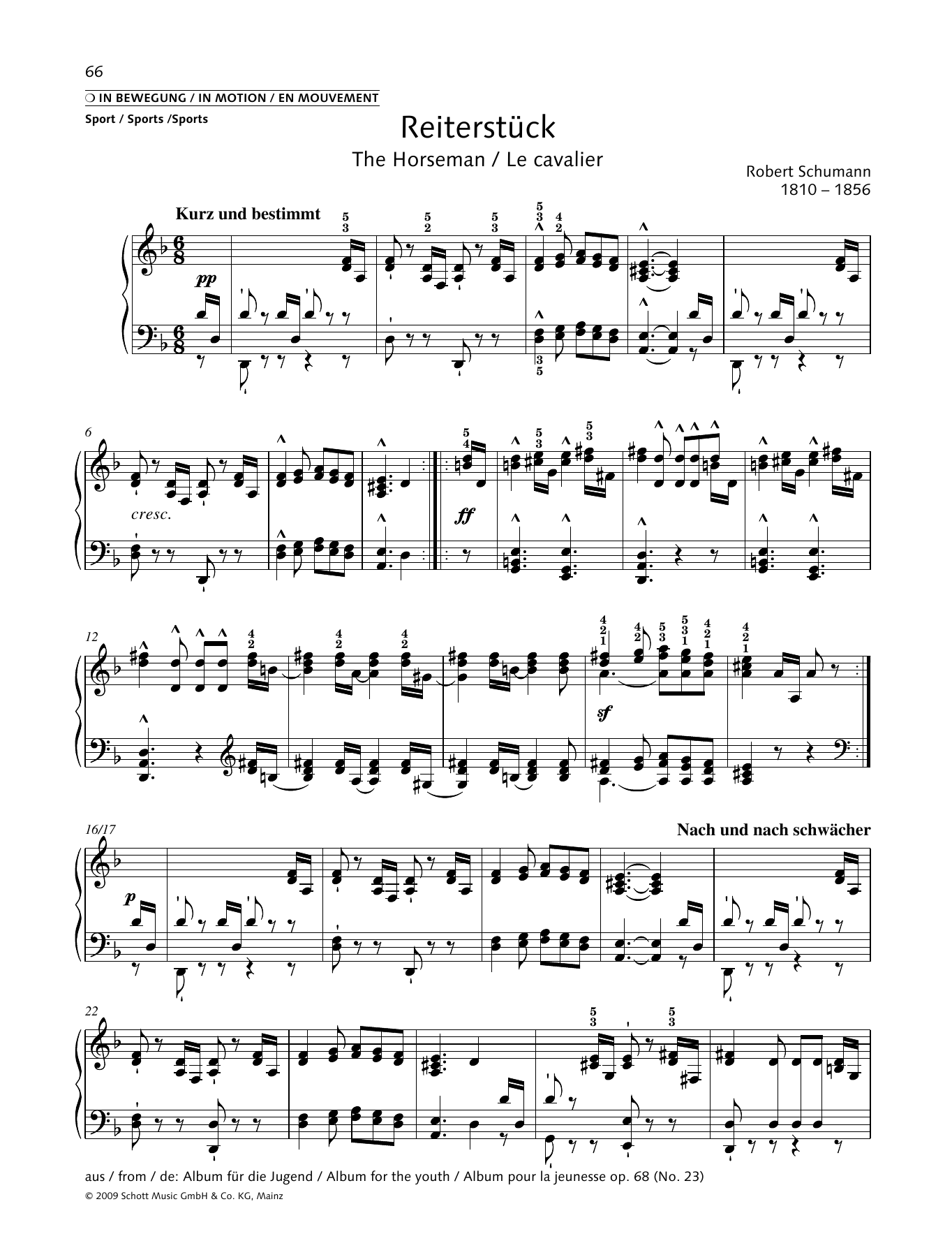 Learn to play Robert Schumann The Horseman sheet music for Piano Solo in minutes. Robert Schumann The Horseman sheet music preview music notes and score for Piano Solo including 2 page(s)