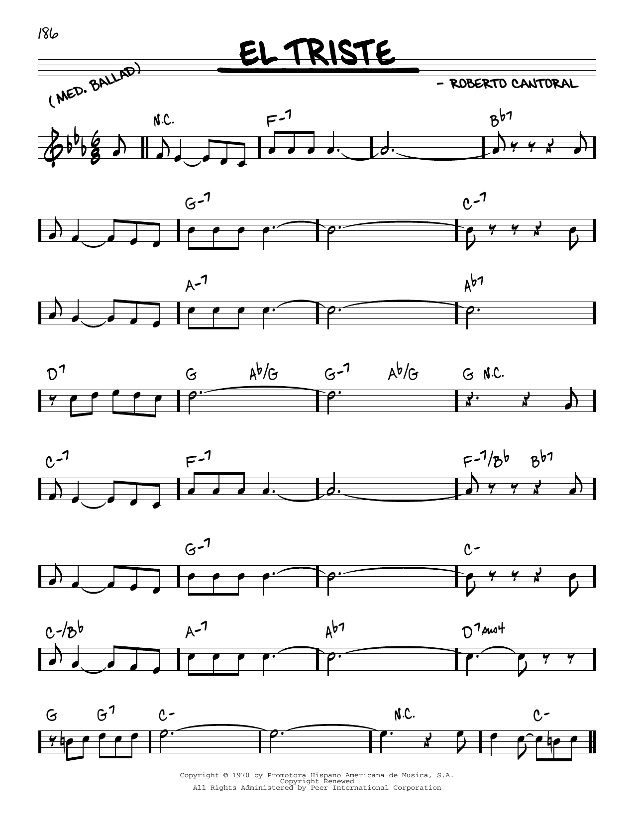 Learn to play Roberto Cantoral El Triste sheet music for Real Book – Melody & Chords in minutes. Roberto Cantoral El Triste sheet music preview music notes and score for Real Book – Melody & Chords including 2 page(s)