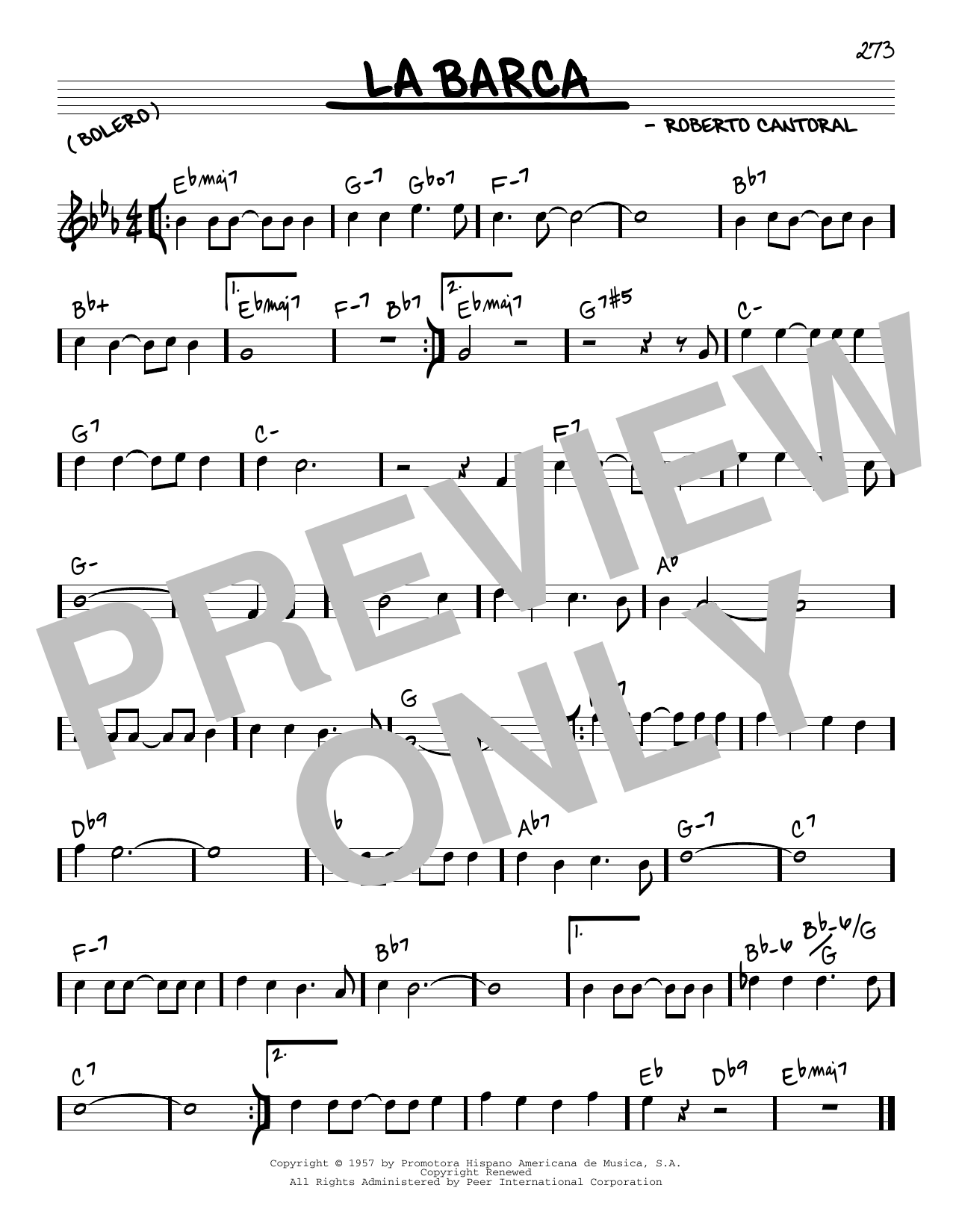 Learn to play Roberto Cantoral La Barca sheet music for Real Book – Melody & Chords in minutes. Roberto Cantoral La Barca sheet music preview music notes and score for Real Book – Melody & Chords including 1 page(s)