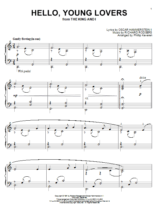 Rodgers & Hammerstein Hello, Young Lovers sheet music, chords, lyrics - Printable PDF for Piano