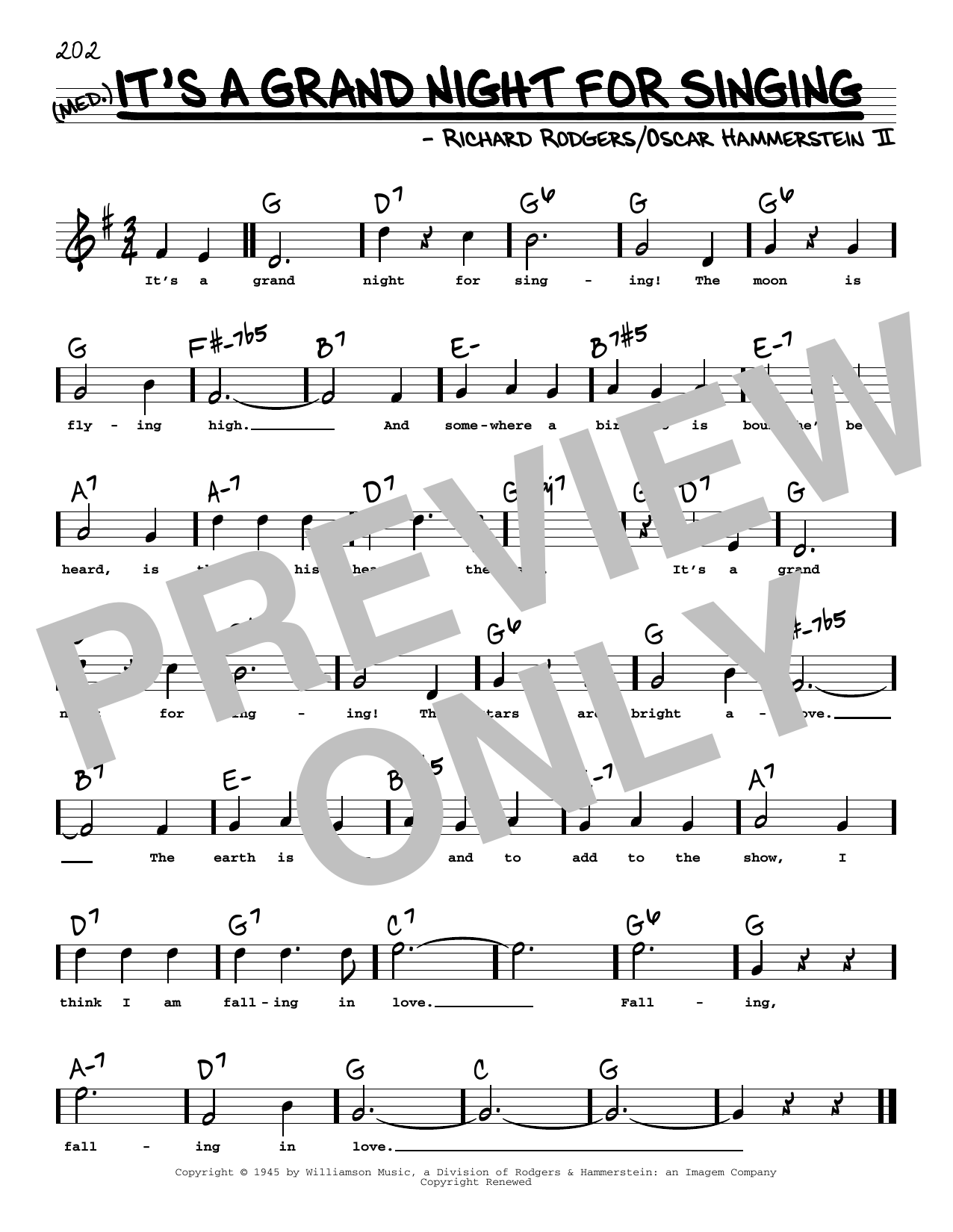 Rodgers & Hammerstein It's A Grand Night For Singing (High Voice) (from State Fair) sheet music, chords, lyrics - Printable PDF for Real Book – Melody, Lyrics & Chords