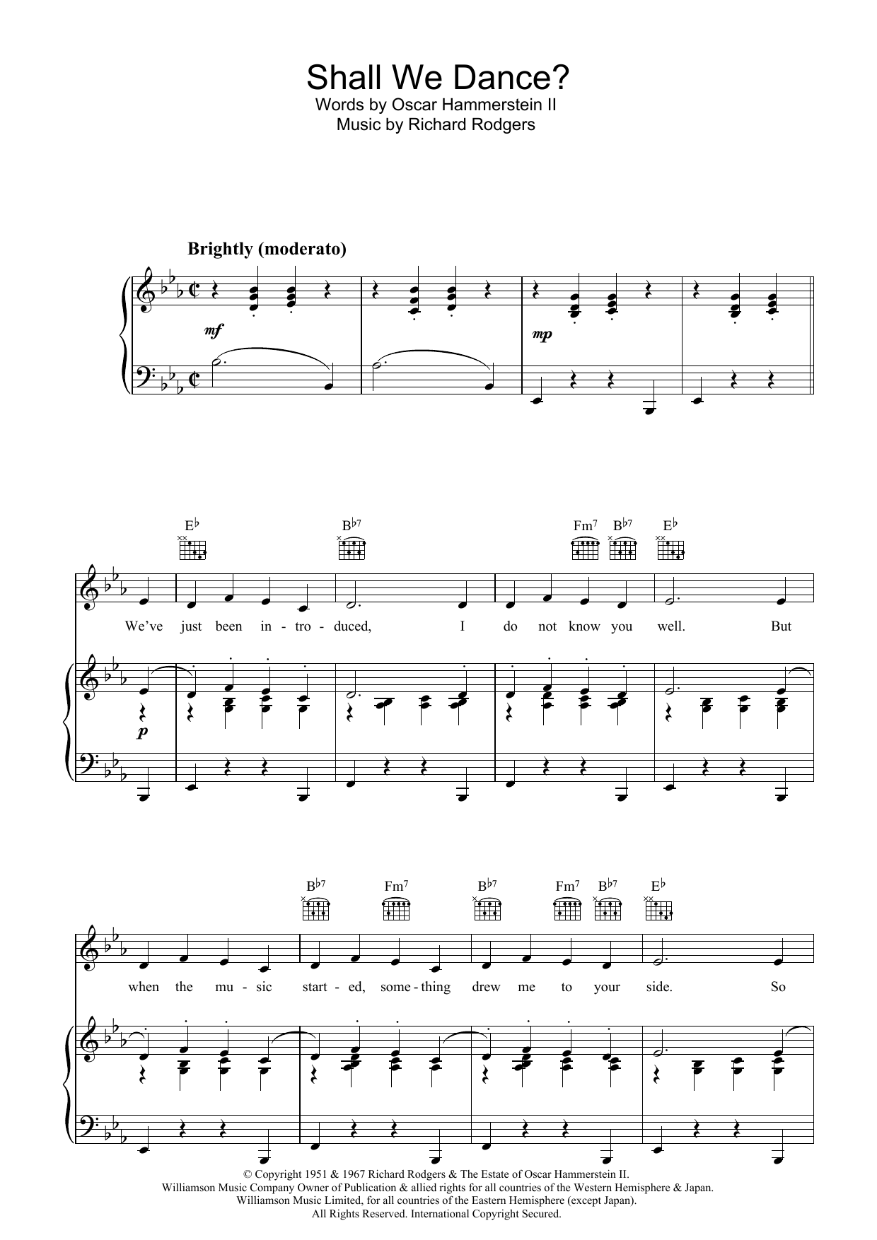 Rodgers & Hammerstein Shall We Dance? (from The King And I) sheet music, chords, lyrics - Printable PDF for Piano, Vocal & Guitar (Right-Hand Melody)