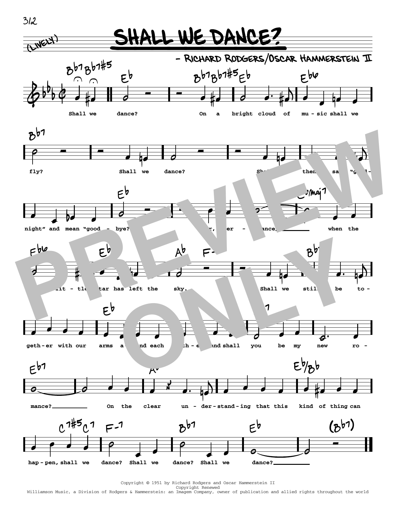 Rodgers & Hammerstein Shall We Dance? (Low Voice) sheet music, chords, lyrics - Printable PDF for Real Book – Melody, Lyrics & Chords