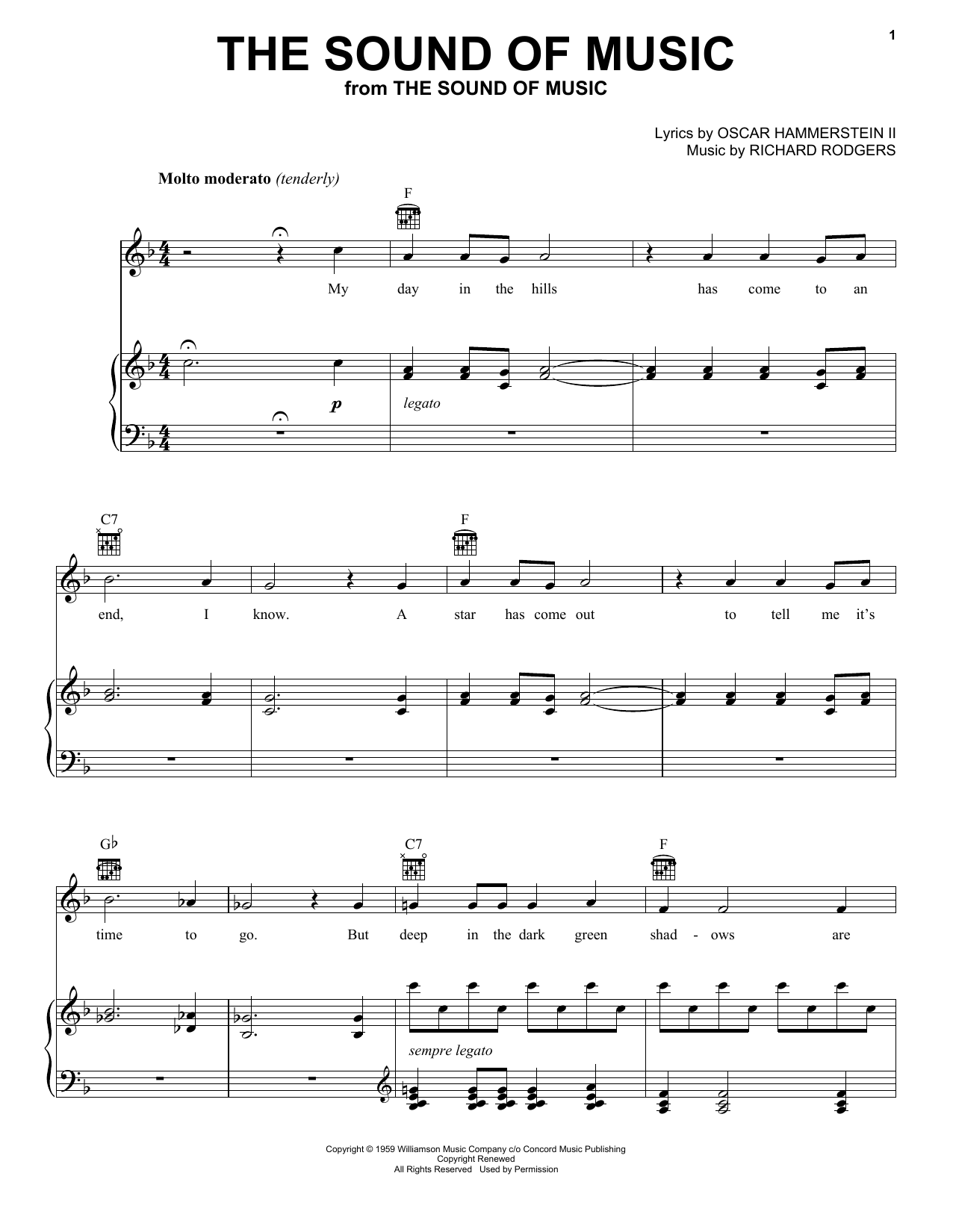 Download Rodgers & Hammerstein The Sound Of Music sheet music notes and chords for Piano, Vocal & Guitar (Right-Hand Melody) - Download Printable PDF and start playing in minutes.