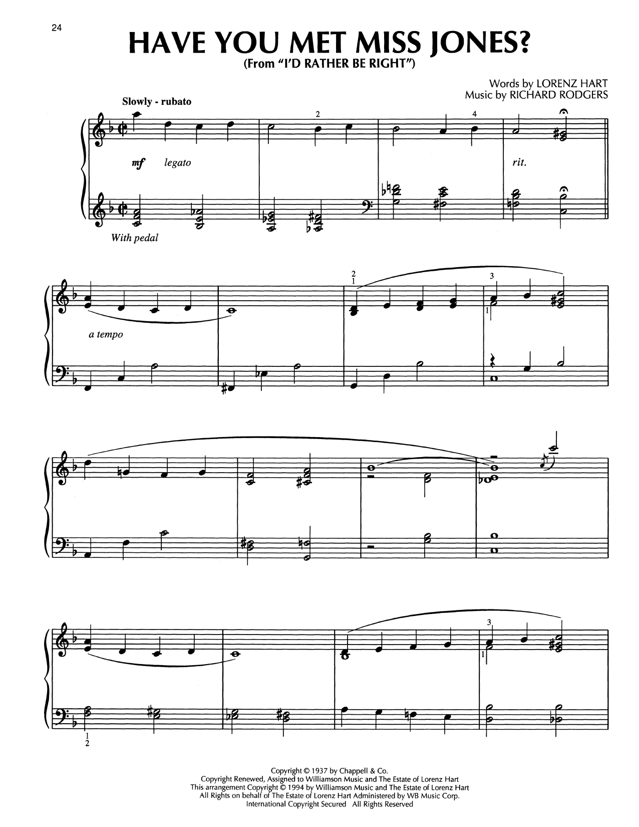 Rodgers & Hart Have You Met Miss Jones? (from I'd Rather Be Right) (arr. Bill Boyd) sheet music, chords, lyrics - Printable PDF for Piano Solo