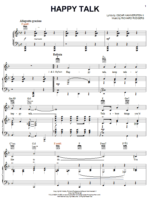 Rodgers & Hammerstein Happy Talk (from South Pacific) sheet music preview music notes and score for Beginner Piano including 2 page(s)