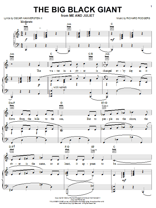 Learn to play Rodgers & Hammerstein The Big Black Giant sheet music for Piano, Vocal & Guitar (Right-Hand Melody) in minutes. Rodgers & Hammerstein The Big Black Giant sheet music preview music notes and score for Piano, Vocal & Guitar (Right-Hand Melody) including 6 page(s)