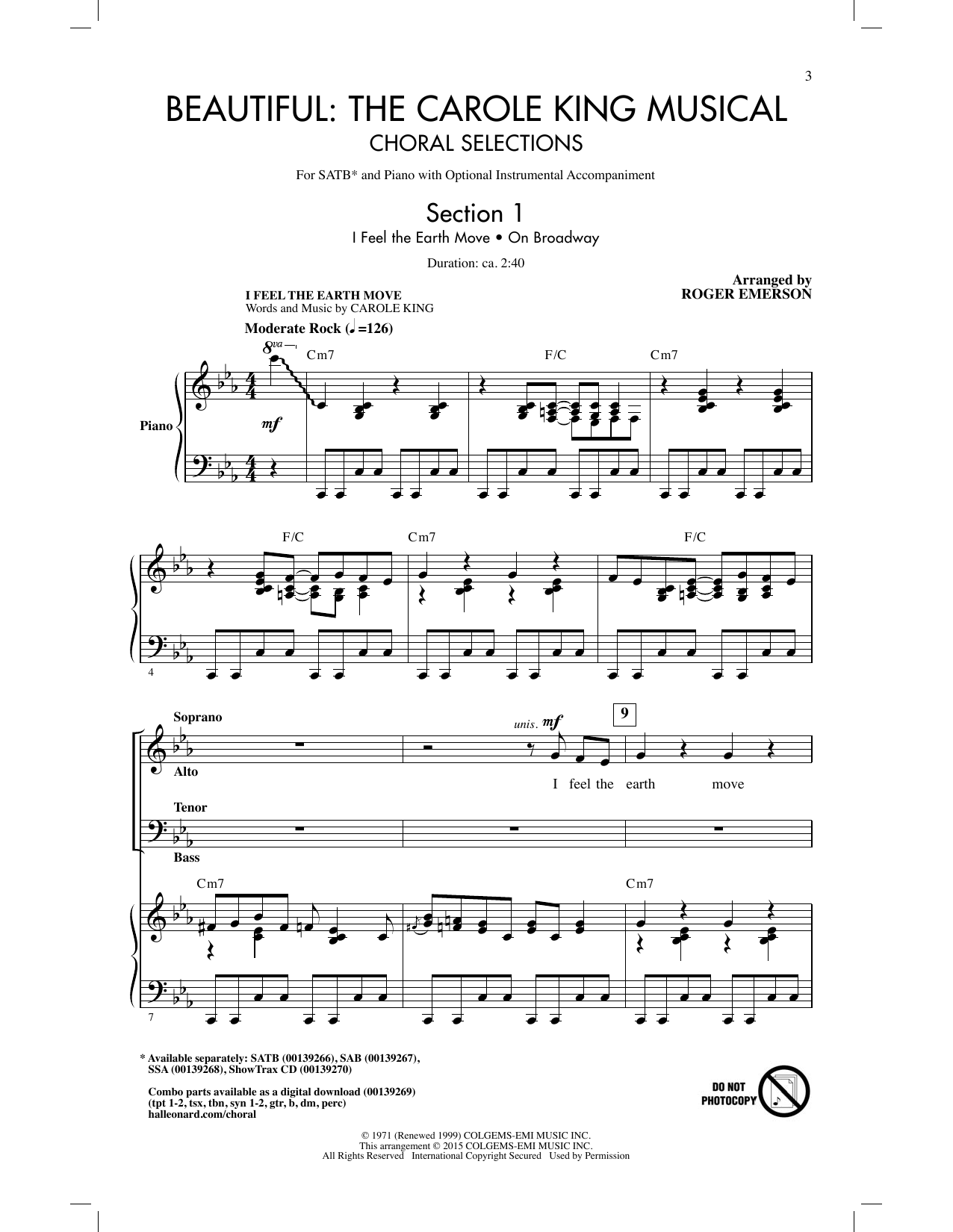 Roger Emerson Beautiful sheet music, chords, lyrics - Printable PDF for SATB