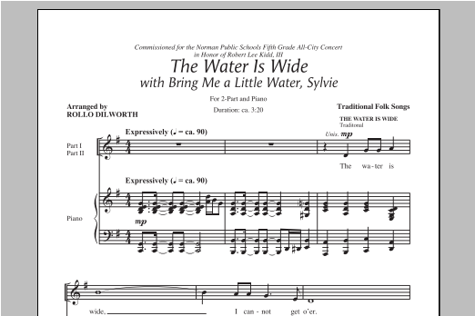 Rollo Dilworth The Water Is Wide (Bring Me A Little Water, Sylvie) sheet music, chords, lyrics - Printable PDF for 2-Part Choir