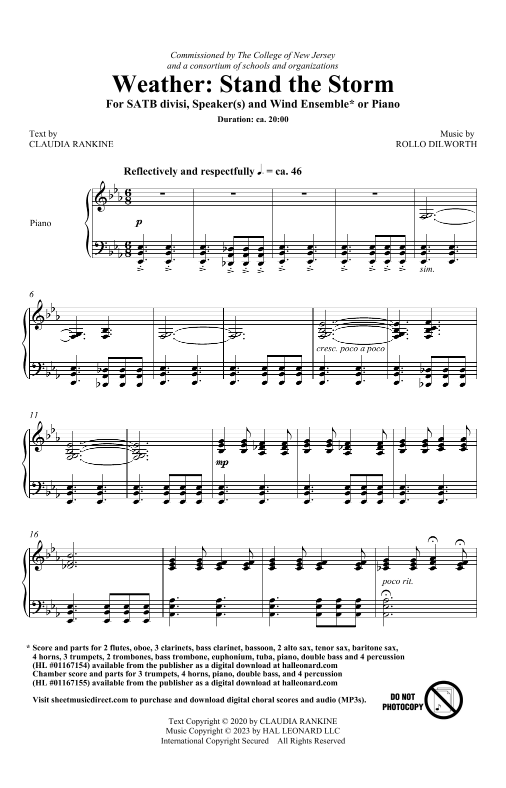Rollo Dilworth Weather: Stand The Storm sheet music, chords, lyrics - Printable PDF for SATB Choir