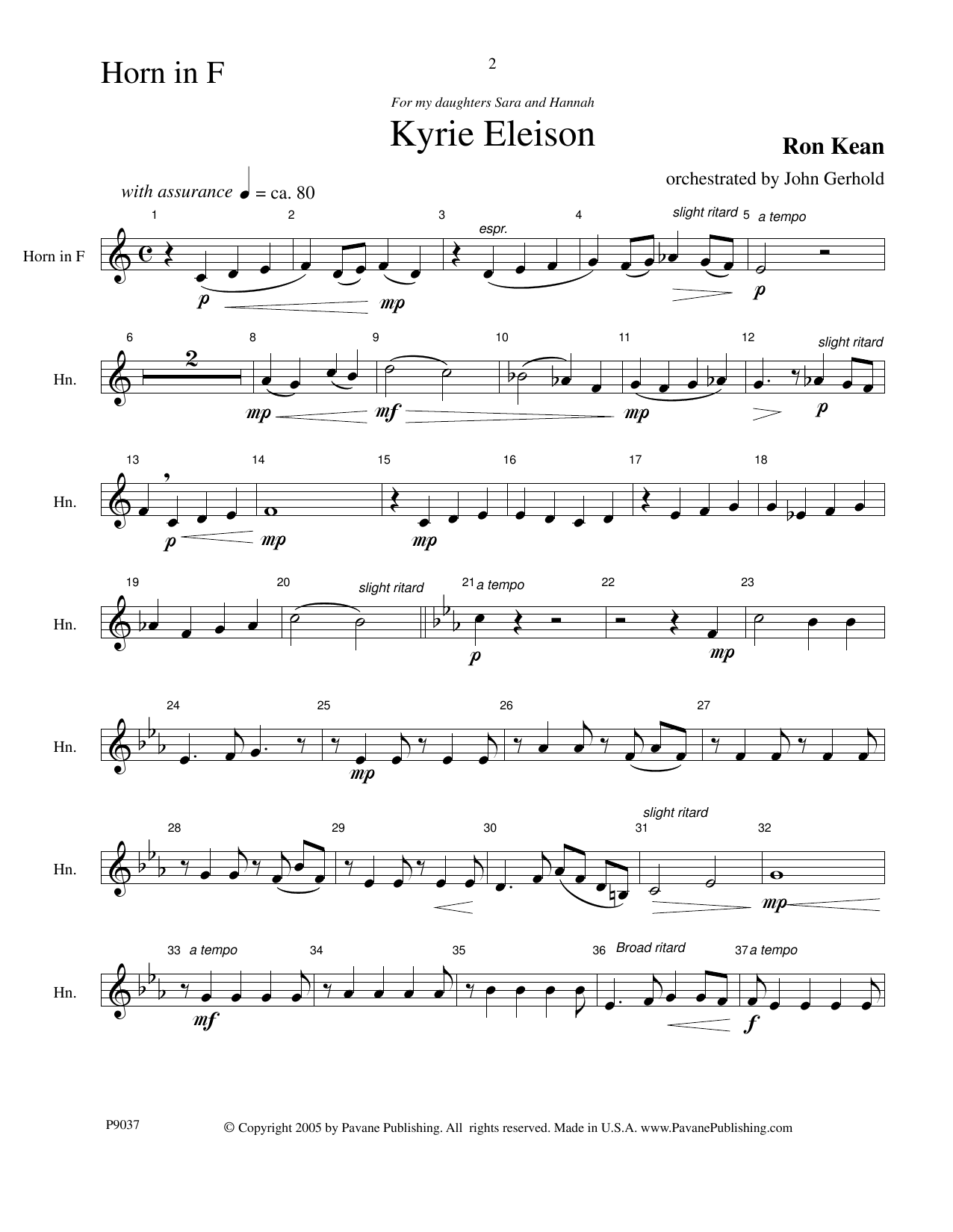 Ron Kean American Mass (Chamber Orchestra) (arr. John Gerhold) - Horn in F sheet music, chords, lyrics - Printable PDF for Choir Instrumental Pak
