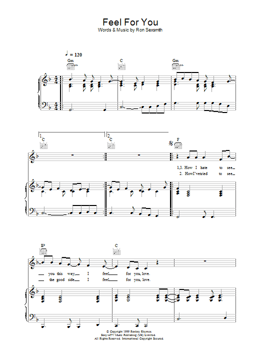Learn to play Ron Sexsmith Feel For You sheet music for Piano, Vocal & Guitar in minutes. Ron Sexsmith Feel For You sheet music preview music notes and score for Piano, Vocal & Guitar including 7 page(s)