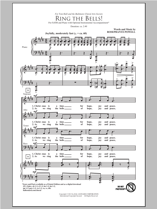 Learn to play Rosephanye Powell Ring The Bells! sheet music for SATB in minutes. Rosephanye Powell Ring The Bells! sheet music preview music notes and score for SATB including 10 page(s)