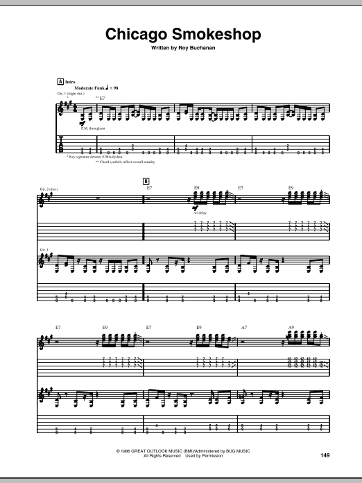 Roy Buchanan Chicago Smokeshop sheet music, chords, lyrics - Printable PDF for Real Book – Melody, Lyrics & Chords