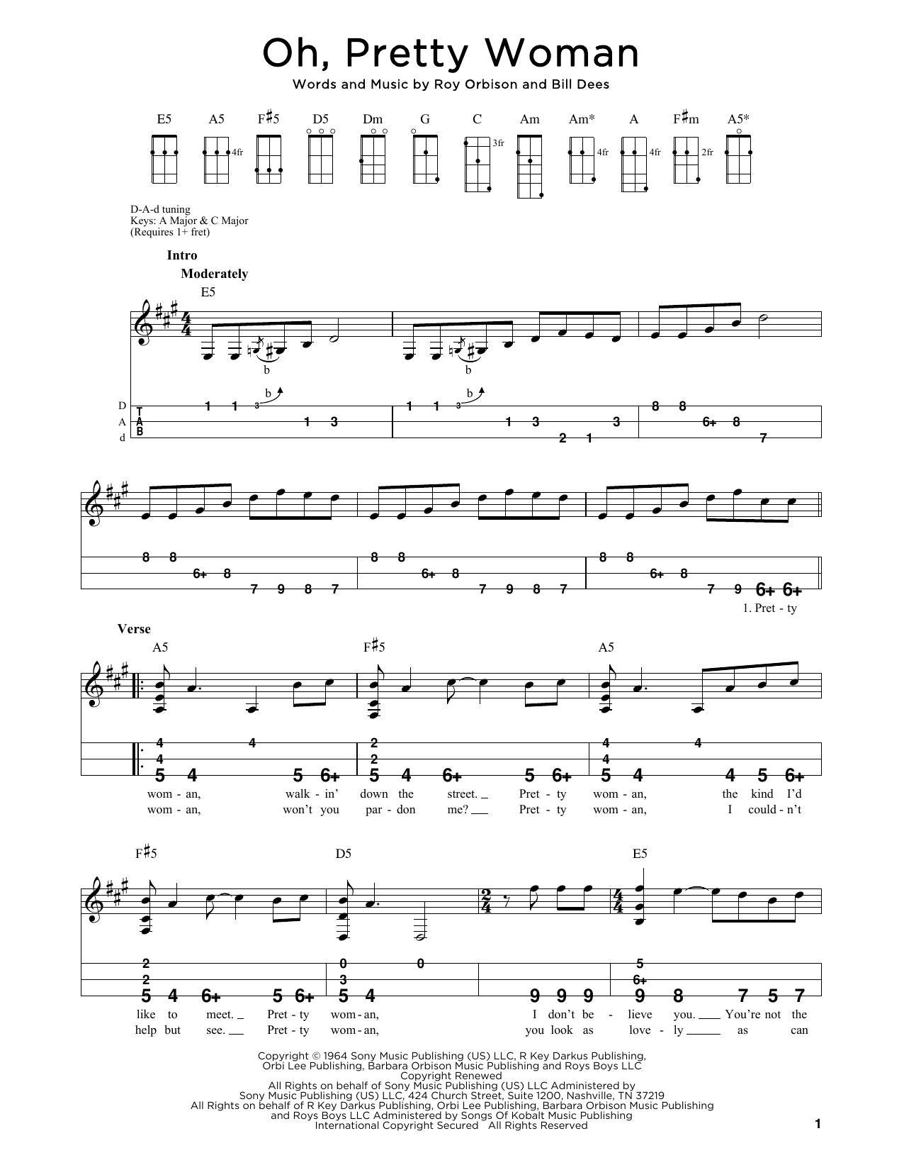 Roy Orbison Oh, Pretty Woman (arr. Steven B. Eulberg) sheet music, chords, lyrics - Printable PDF for Dulcimer