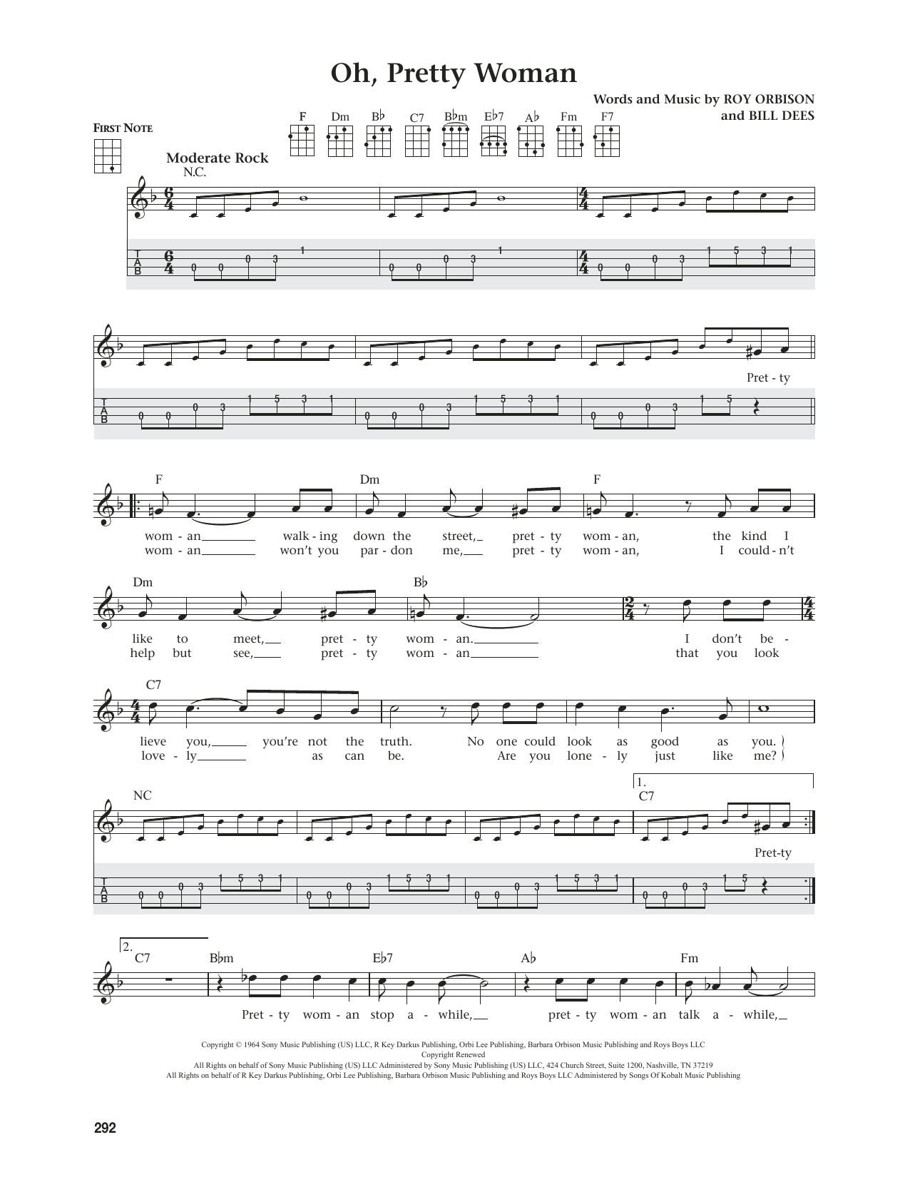 Roy Orbison Oh, Pretty Woman (from The Daily Ukulele) (arr. Jim Beloff) sheet music, chords, lyrics - Printable PDF for Ukulele