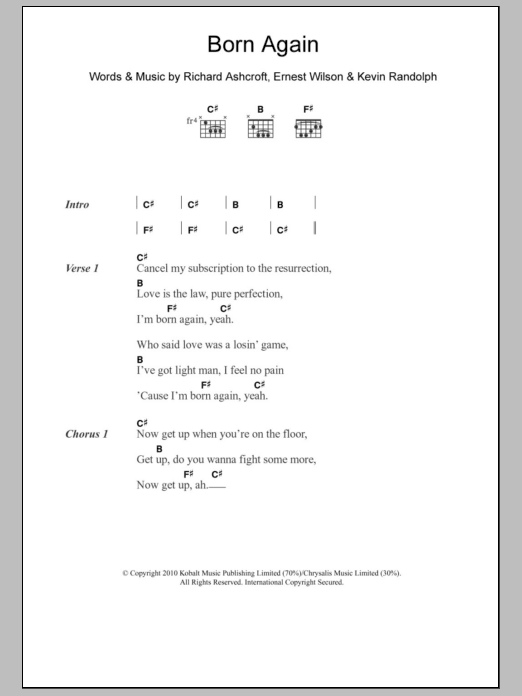 RPA & The United Nations Of Sound Born Again sheet music, chords, lyrics - Printable PDF for Lyrics & Chords