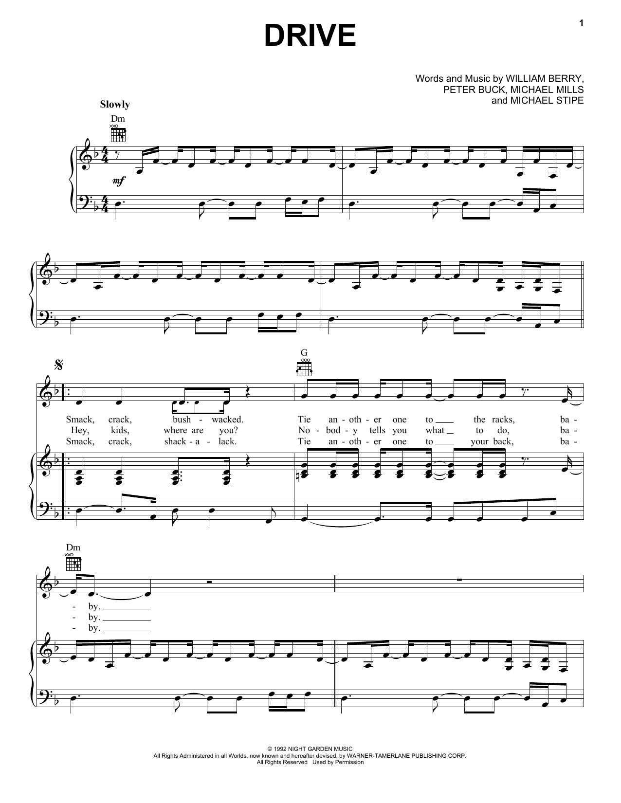 R.E.M. "Drive" Sheet Music Download Printable PDF Music Notes, Score