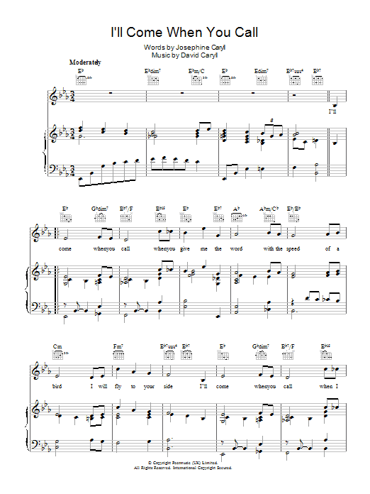Learn to play Ruby Murray I'll Come When You Call sheet music for Piano, Vocal & Guitar (Right-Hand Melody) in minutes. Ruby Murray I'll Come When You Call sheet music preview music notes and score for Piano, Vocal & Guitar (Right-Hand Melody) including 3 page(s)