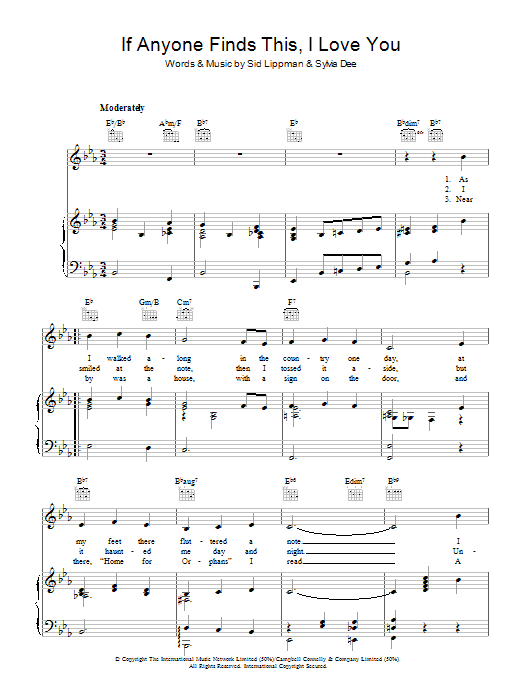 Learn to play Ruby Murray If Anyone Finds, This I Love You sheet music for Piano, Vocal & Guitar (Right-Hand Melody) in minutes. Ruby Murray If Anyone Finds, This I Love You sheet music preview music notes and score for Piano, Vocal & Guitar (Right-Hand Melody) including 4 page(s)