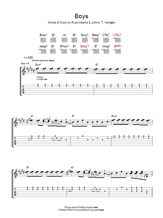 Learn to play Ryan Adams Boys sheet music for Guitar Tab in minutes. Ryan Adams Boys sheet music preview music notes and score for Guitar Tab including 10 page(s)