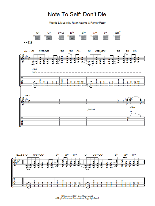 Learn to play Ryan Adams Note To Self: Don't Die sheet music for Guitar Tab in minutes. Ryan Adams Note To Self: Don't Die sheet music preview music notes and score for Guitar Tab including 5 page(s)