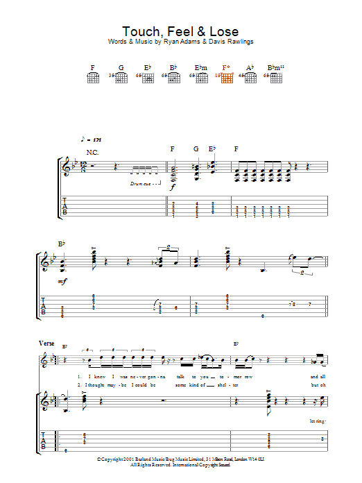 Ryan Adams Touch, Feel & Lose sheet music preview music notes and score for Guitar Tab including 6 page(s)