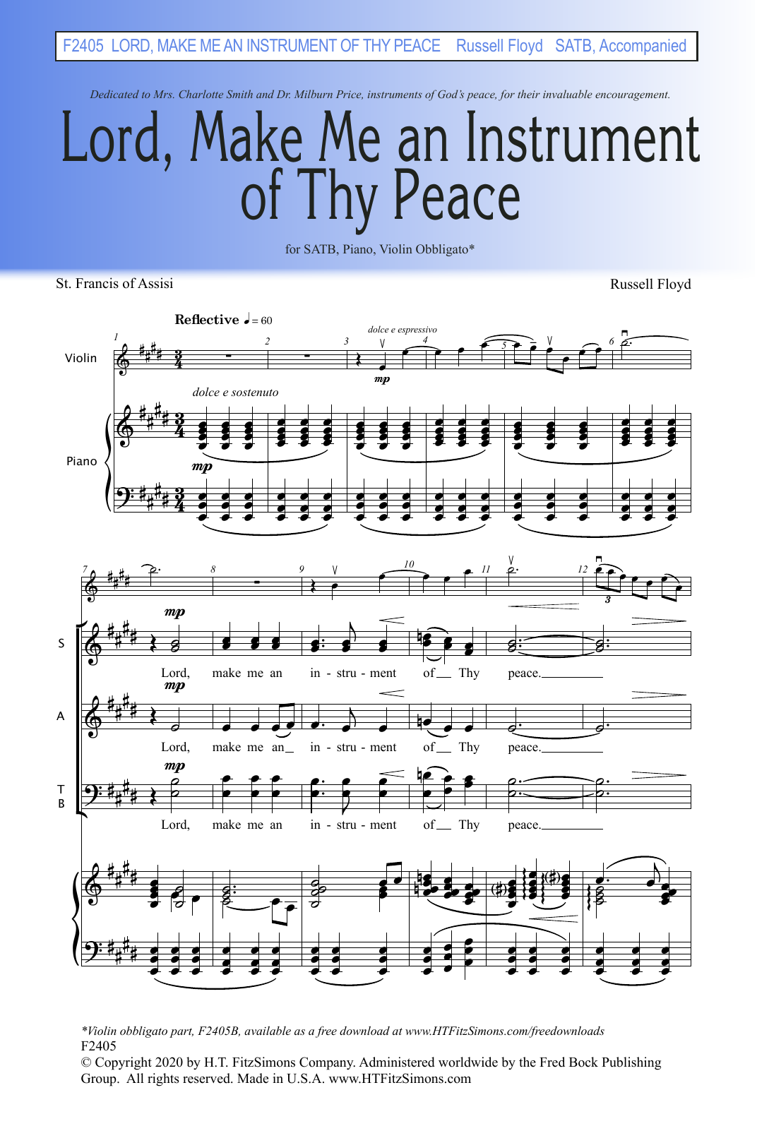 S. Russell Floyd, III Lord, Make Me An Instrument Of Thy Peace sheet music, chords, lyrics - Printable PDF for SATB Choir