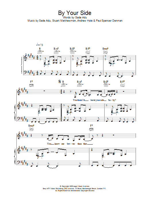 sade by your side sheet music pdf