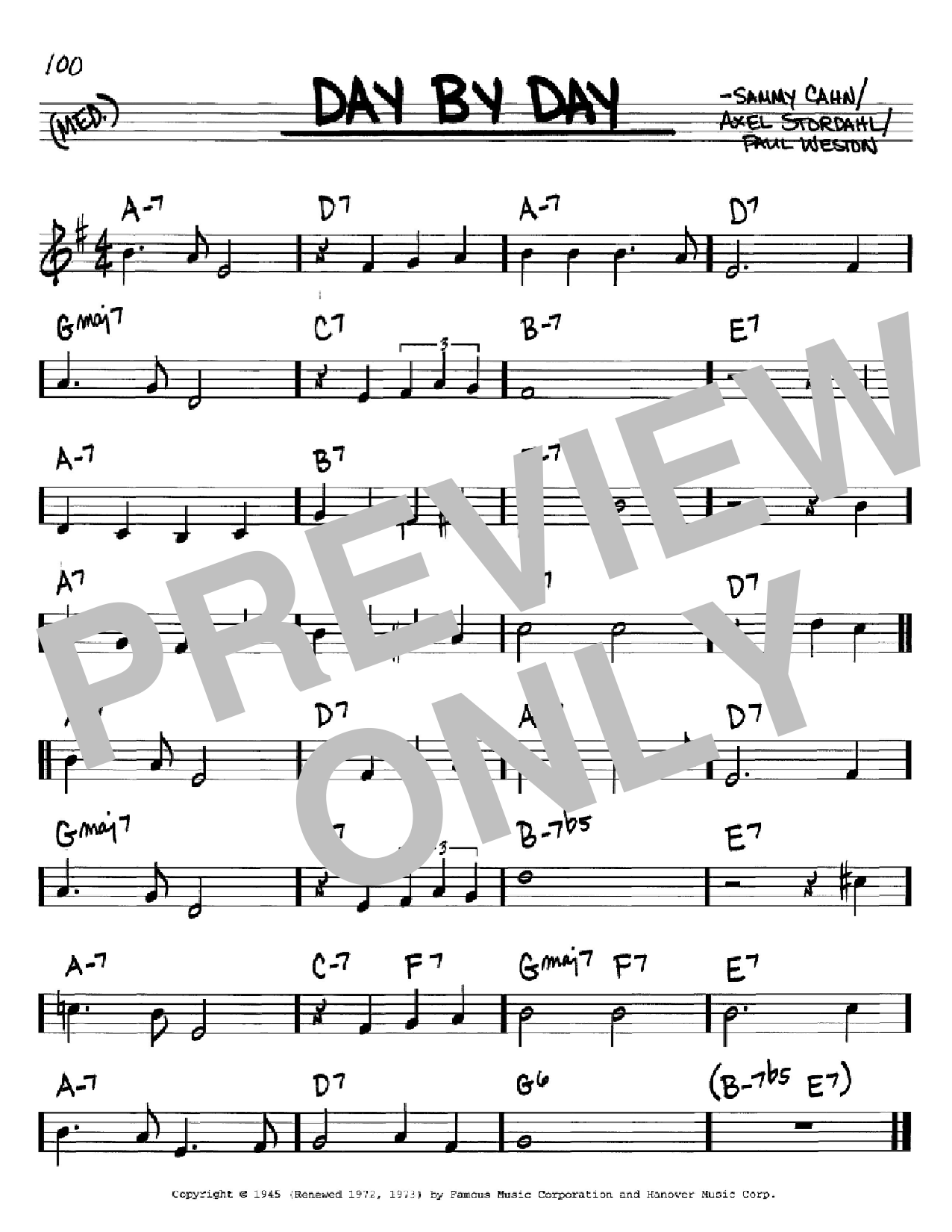 Sammy Cahn Day By Day sheet music preview music notes and score for Guitar Tab including 2 page(s)