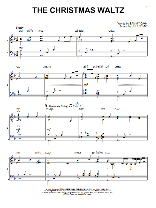 Learn to play Jule Styne The Christmas Waltz sheet music for Piano in minutes. Jule Styne The Christmas Waltz sheet music preview music notes and score for Piano including 5 page(s)