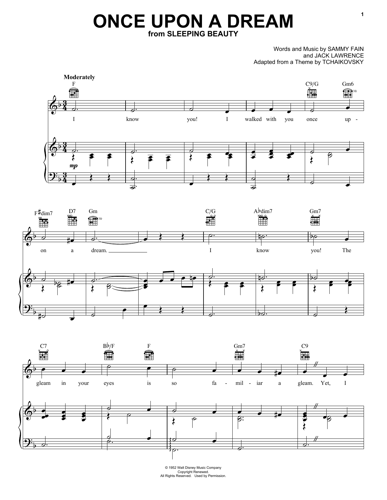 Learn to play Sammy Fain Once Upon A Dream sheet music for Easy Piano in minutes. Sammy Fain Once Upon A Dream sheet music preview music notes and score for Easy Piano including 2 page(s)