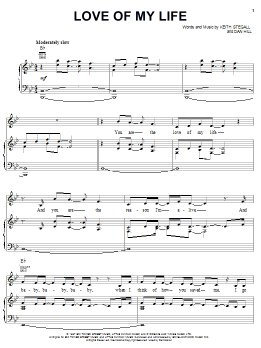 Sammy Kershaw Love Of My Life Sheet Music