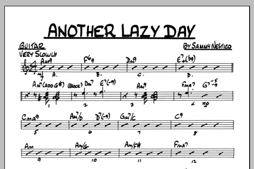 Learn to play Sammy Nestico Another Lazy Day - Guitar sheet music for Jazz Ensemble in minutes. Sammy Nestico Another Lazy Day - Guitar sheet music preview music notes and score for Jazz Ensemble including 1 page(s)