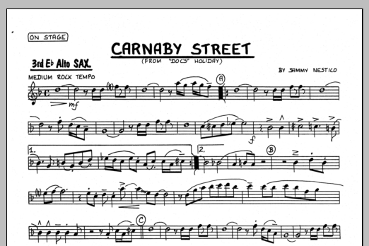 Learn to play Sammy Nestico Carnaby Street - 3rd Eb Alto Saxophone sheet music for Jazz Ensemble in minutes. Sammy Nestico Carnaby Street - 3rd Eb Alto Saxophone sheet music preview music notes and score for Jazz Ensemble including 1 page(s)