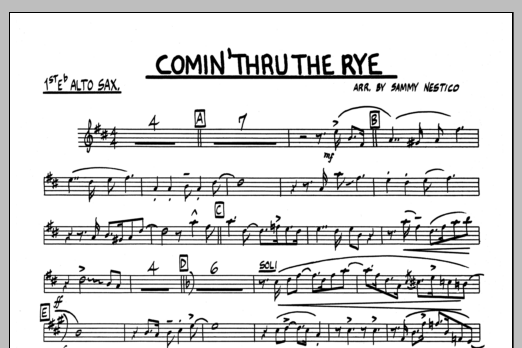 Learn to play Sammy Nestico Comin' Through The Rye - F Horn sheet music for Jazz Ensemble in minutes. Sammy Nestico Comin' Through The Rye - F Horn sheet music preview music notes and score for Jazz Ensemble including 1 page(s)