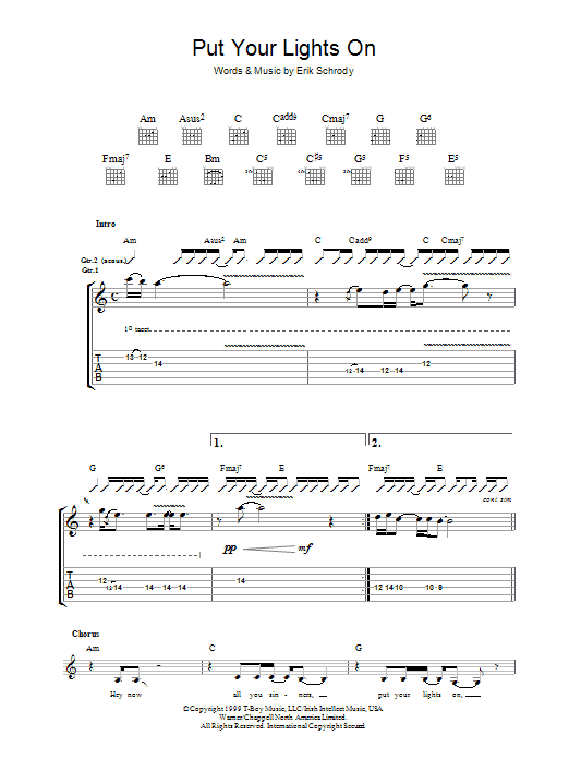 Santana Put Your Lights On sheet music preview music notes and score for Guitar Tab including 11 page(s)