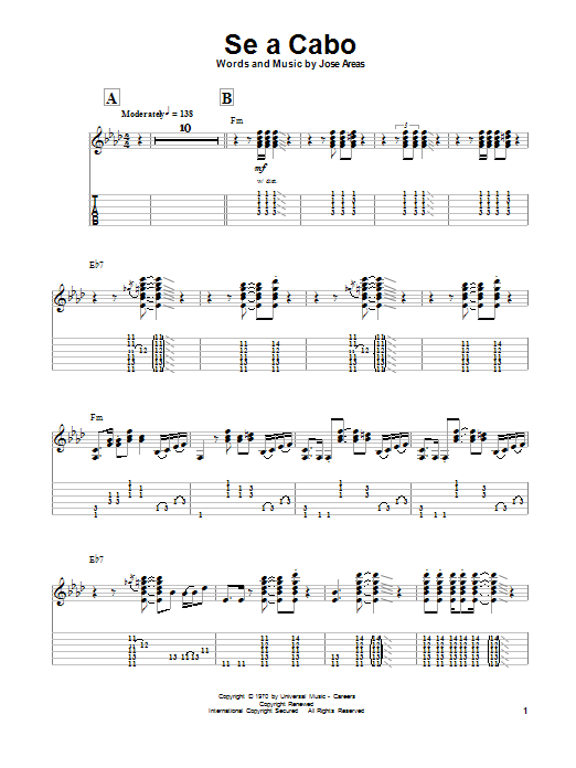 Learn to play Santana Se A Cabo sheet music for Guitar Tab in minutes. Santana Se A Cabo sheet music preview music notes and score for Guitar Tab including 4 page(s)