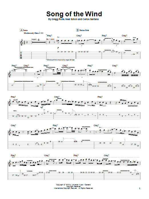 Learn to play Santana Song Of The Wind sheet music for Guitar Tab in minutes. Santana Song Of The Wind sheet music preview music notes and score for Guitar Tab including 7 page(s)