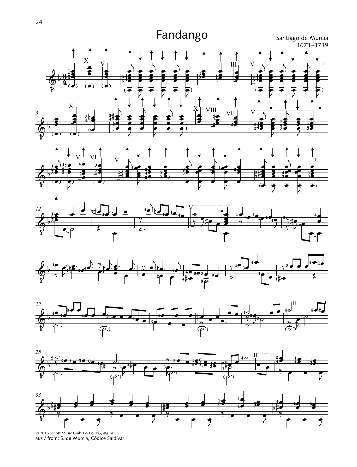 Learn to play Santiago de Murcia Fandango sheet music for Solo Guitar Tab in minutes. Santiago de Murcia Fandango sheet music preview music notes and score for Solo Guitar Tab including 2 page(s)