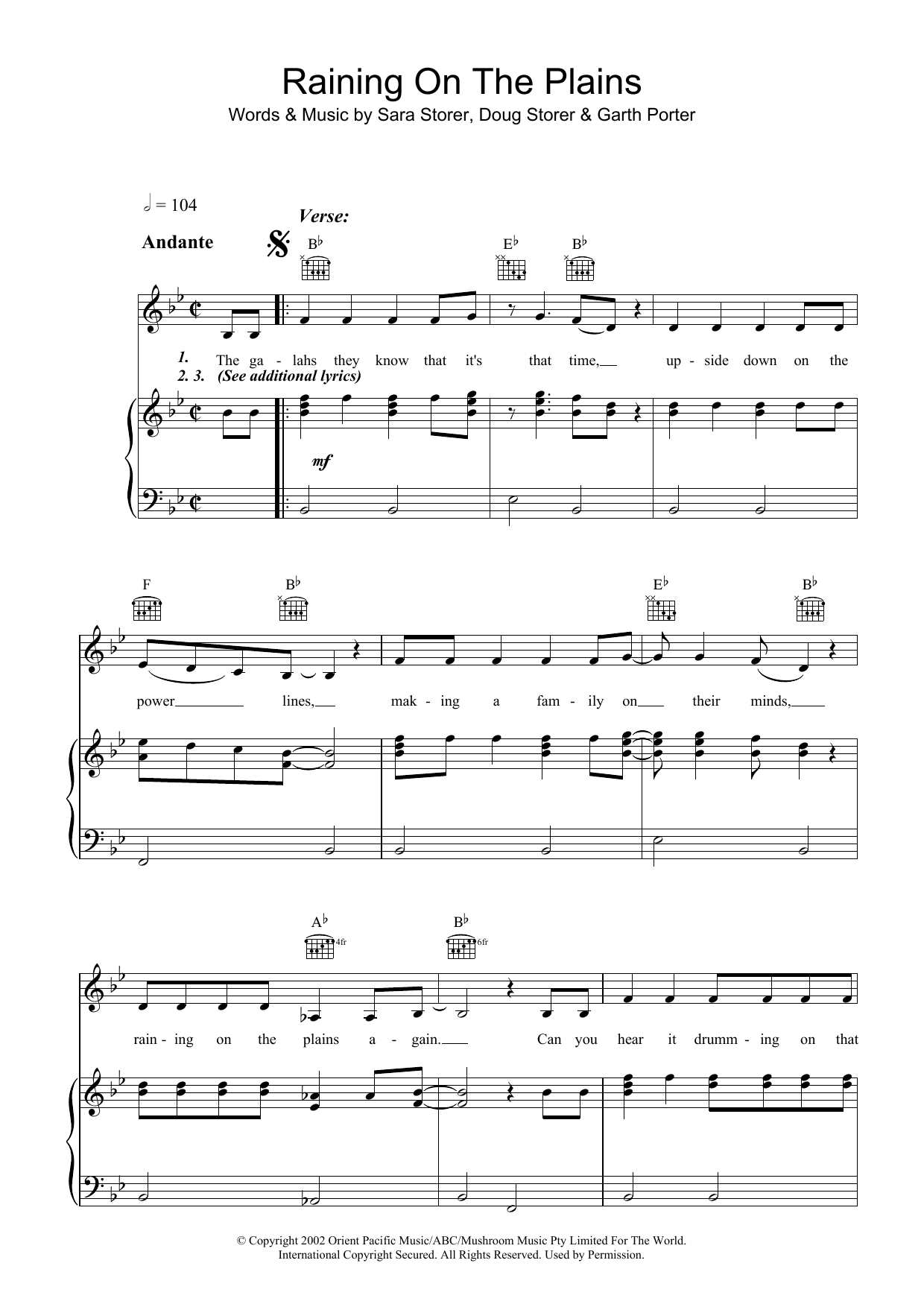 Learn to play Sara Storer Raining On The Plains sheet music for Piano, Vocal & Guitar (Right-Hand Melody) in minutes. Sara Storer Raining On The Plains sheet music preview music notes and score for Piano, Vocal & Guitar (Right-Hand Melody) including 6 page(s)