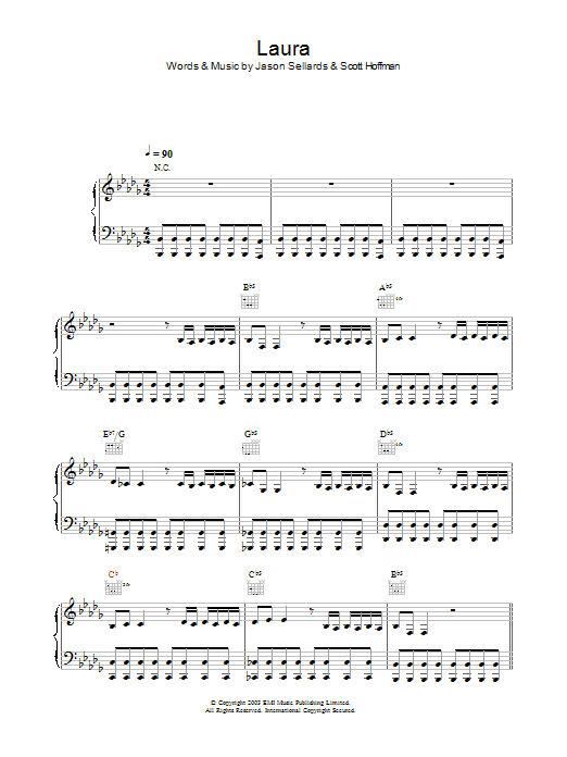 Scissor Sisters Laura sheet music preview music notes and score for Piano, Vocal & Guitar (Right-Hand Melody) including 6 page(s)