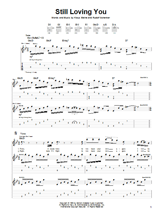 Scorpions Still Loving You sheet music preview music notes and score for Guitar Tab including 10 page(s)