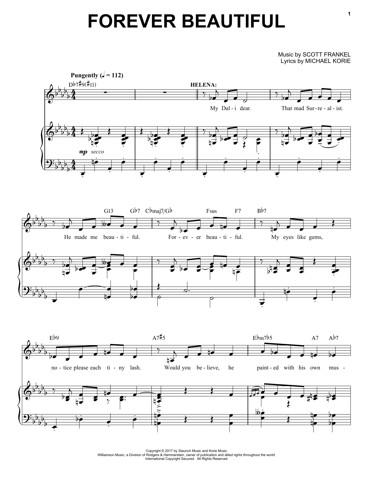 Scott Frankel & Michael Korie Forever Beautiful sheet music, chords, lyrics - Printable PDF for Piano & Vocal