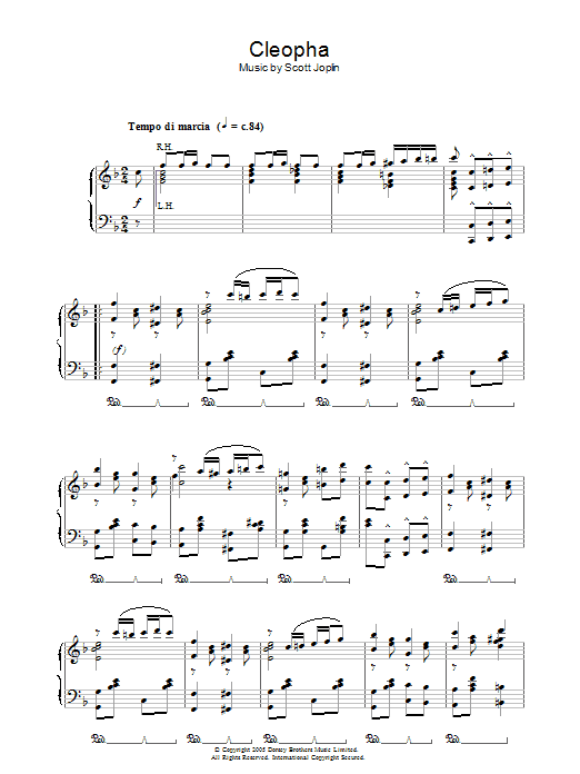 Scott Joplin Cleopha sheet music preview music notes and score for Piano including 4 page(s)