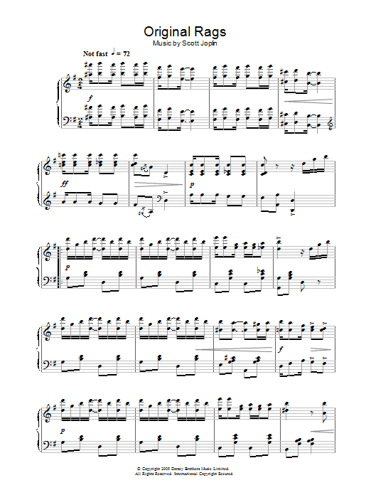 Scott Joplin Original Rags sheet music preview music notes and score for Piano including 4 page(s)