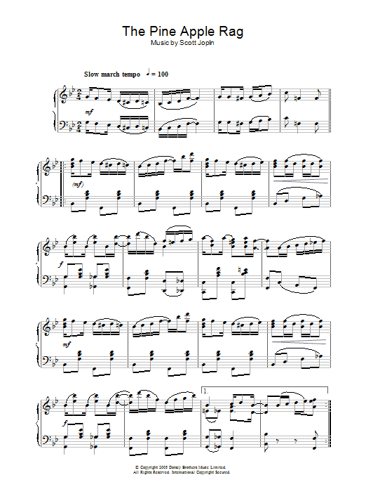 Scott Joplin Pineapple Rag sheet music preview music notes and score for Piano including 4 page(s)