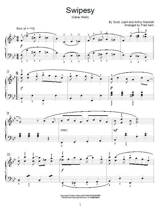 Learn to play Scott Joplin Swipesy sheet music for Piano in minutes. Scott Joplin Swipesy sheet music preview music notes and score for Piano including 4 page(s)