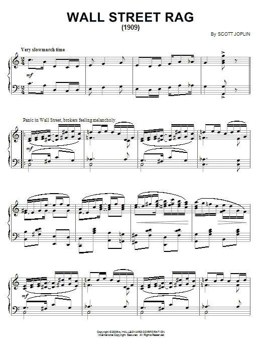 Learn to play Scott Joplin Wall Street Rag (1909) sheet music for Piano in minutes. Scott Joplin Wall Street Rag (1909) sheet music preview music notes and score for Piano including 4 page(s)